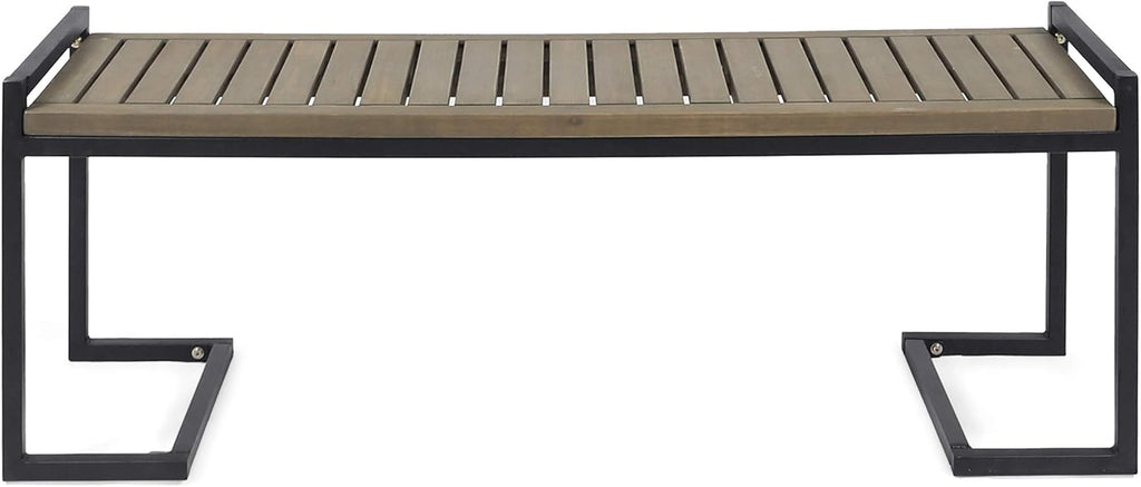 Gray Acacia Wood and Iron Bench C839