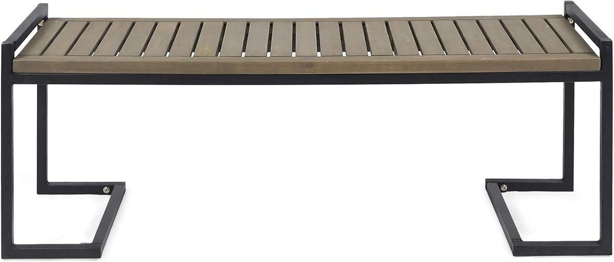 Gray Acacia Wood and Iron Bench C839