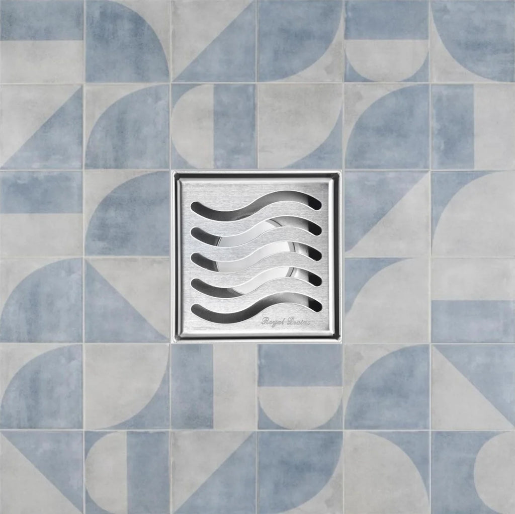 Square Shower Drain 304 Stainless Steel 4 Inch Grate with Hair Catcher M191919