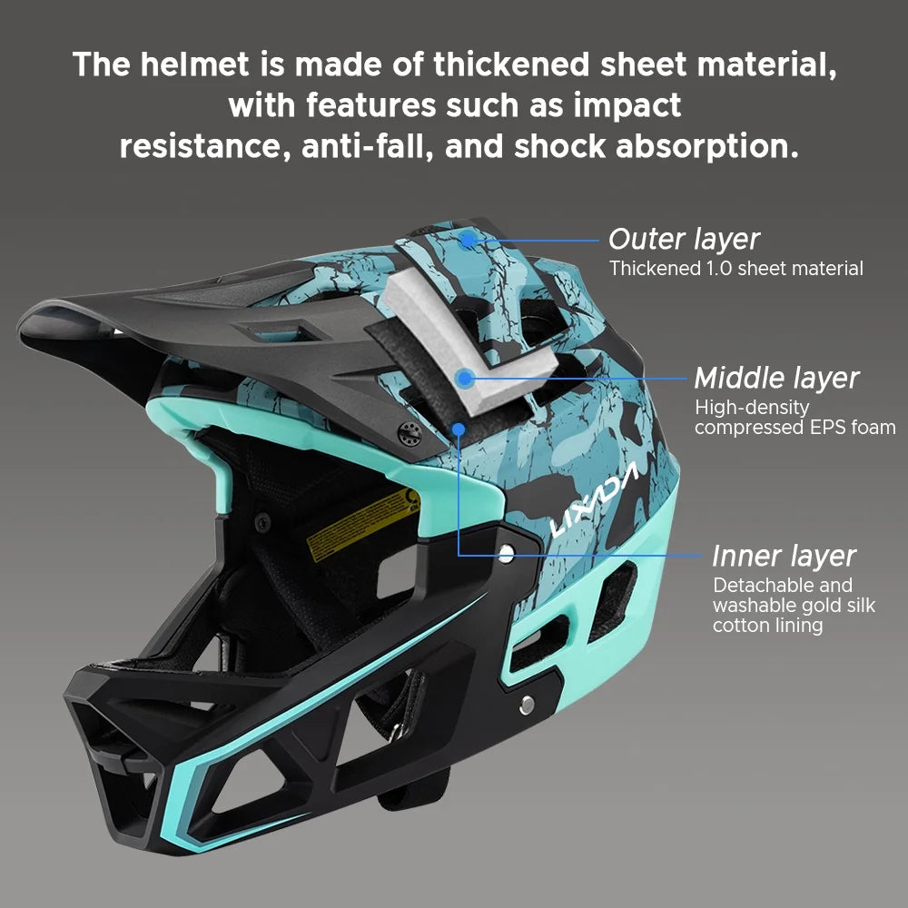 Adult Full Face Mountain Bike Helmet Q6708
