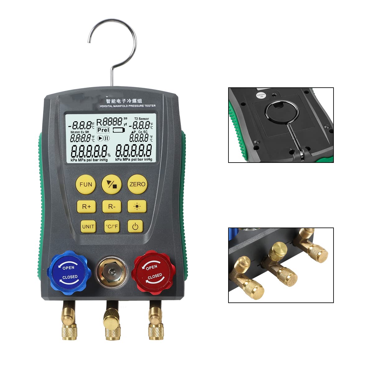 Digital Manifold Gauge for Refrigeration HVAC Systems Q926