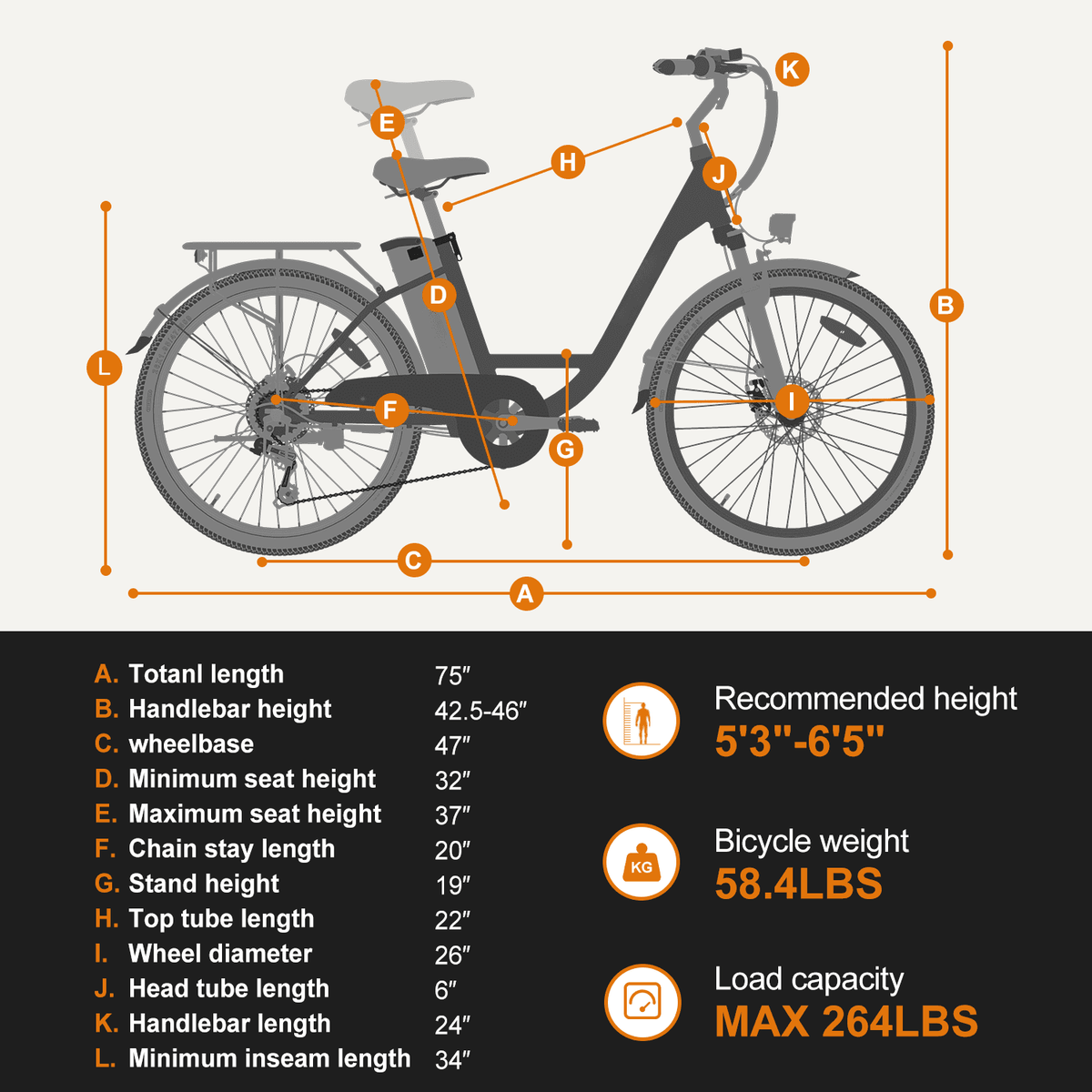 Blue 26" Electric Commuter Bike with 7 Speed O141