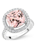 925 Sterling Silver Ring Nano Morganite Moissanite 5.01 Cttw G4963