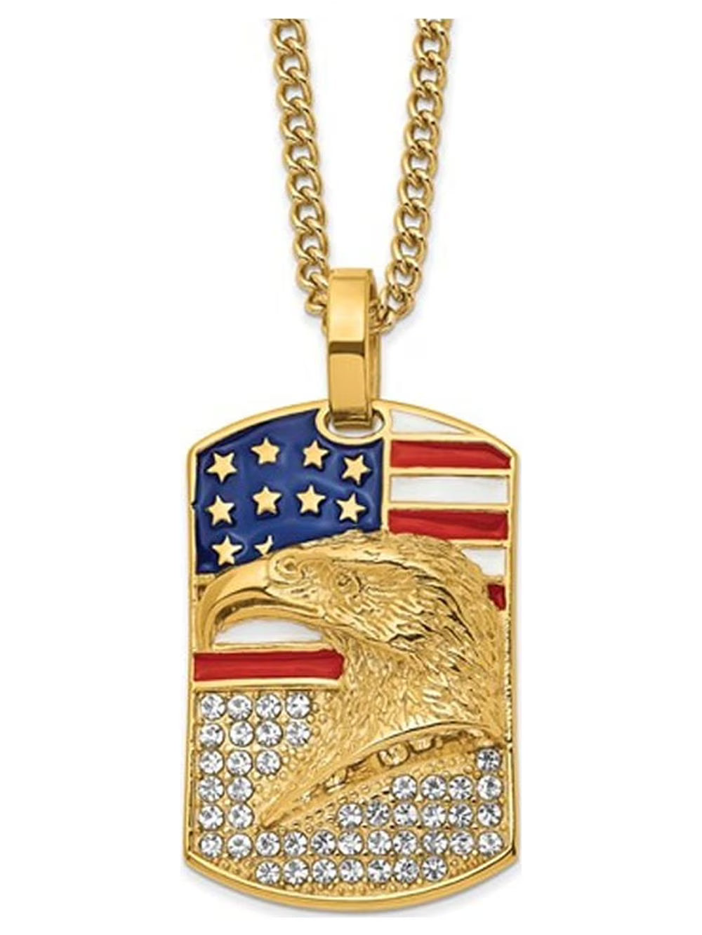 Yellow Plated Stainless Steel Dogtag Pendant Necklace T69454