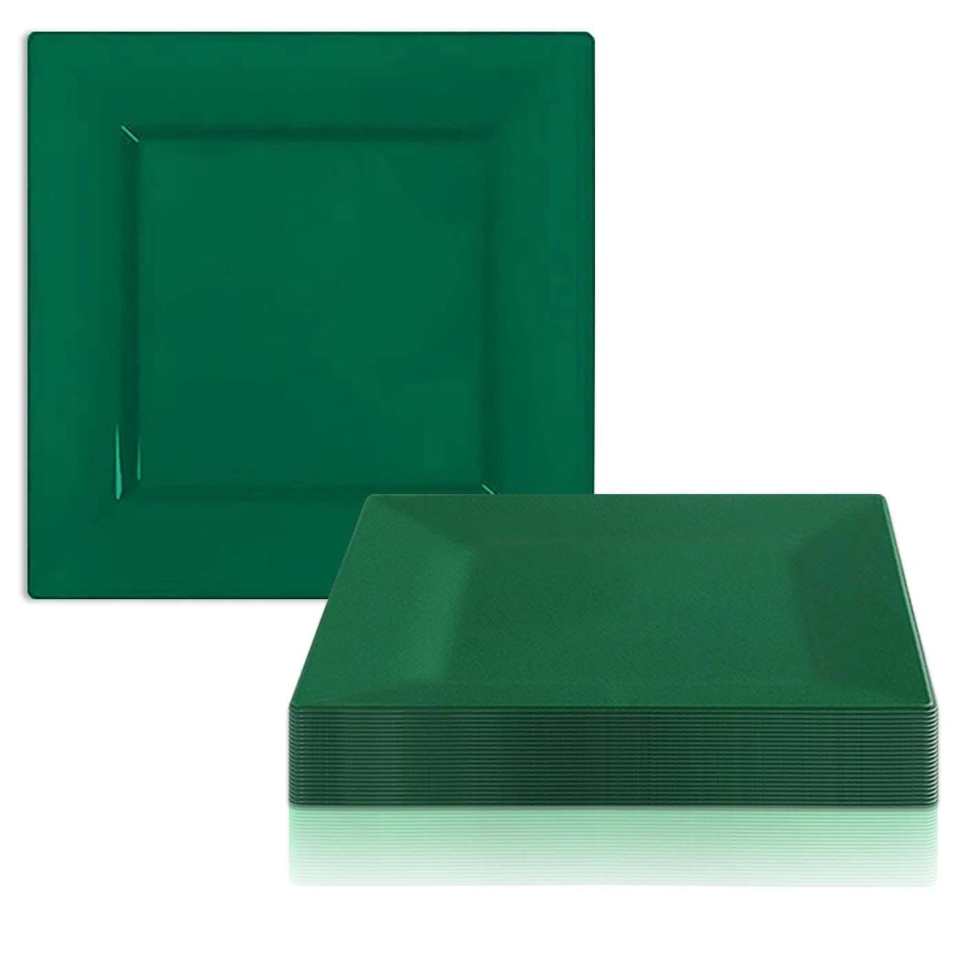 120 Plates, 6.5x22 Hunter Green Square Plastic Cake Plates Z7818