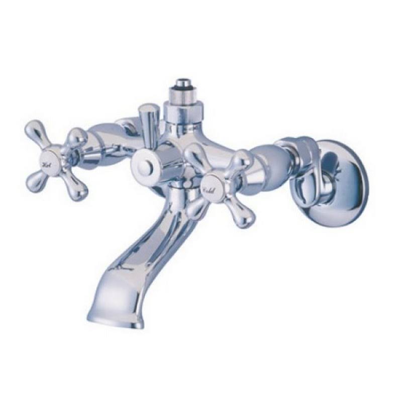 Polished Chrome Wall Mount Tub Faucet with Riser Adapter D3090