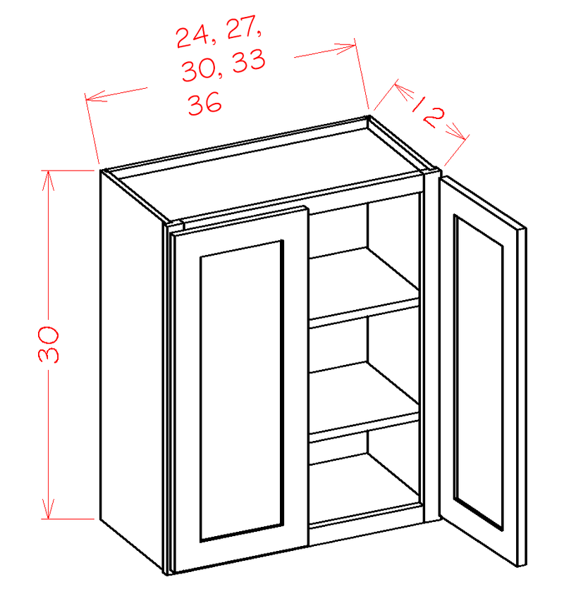 2 Doors 2 Shelves Wall Cabinet High-Density Fiberboard J784