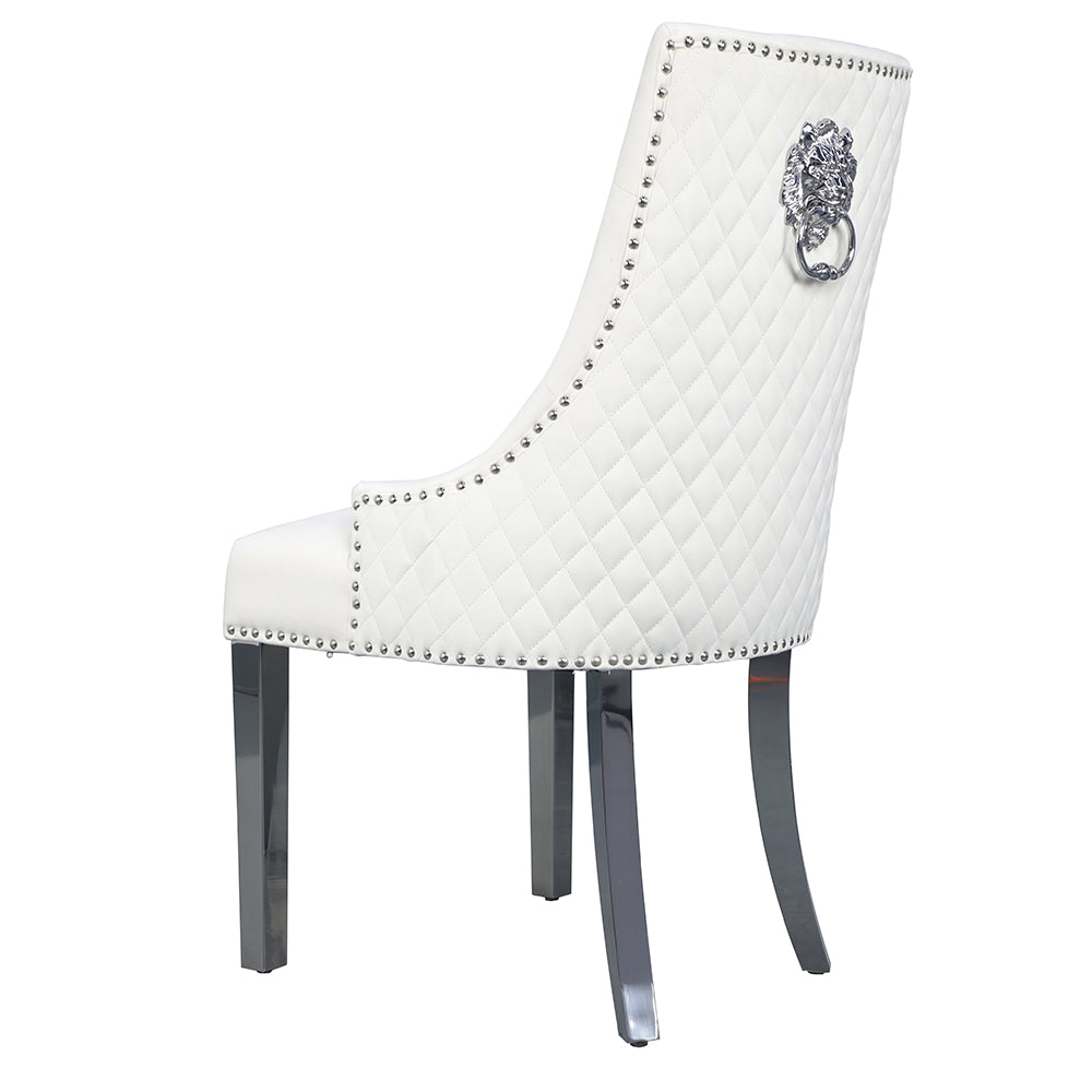 Velvet Upholstered Dining Chairs Set of 2 with Stainless Steel Legs F82414