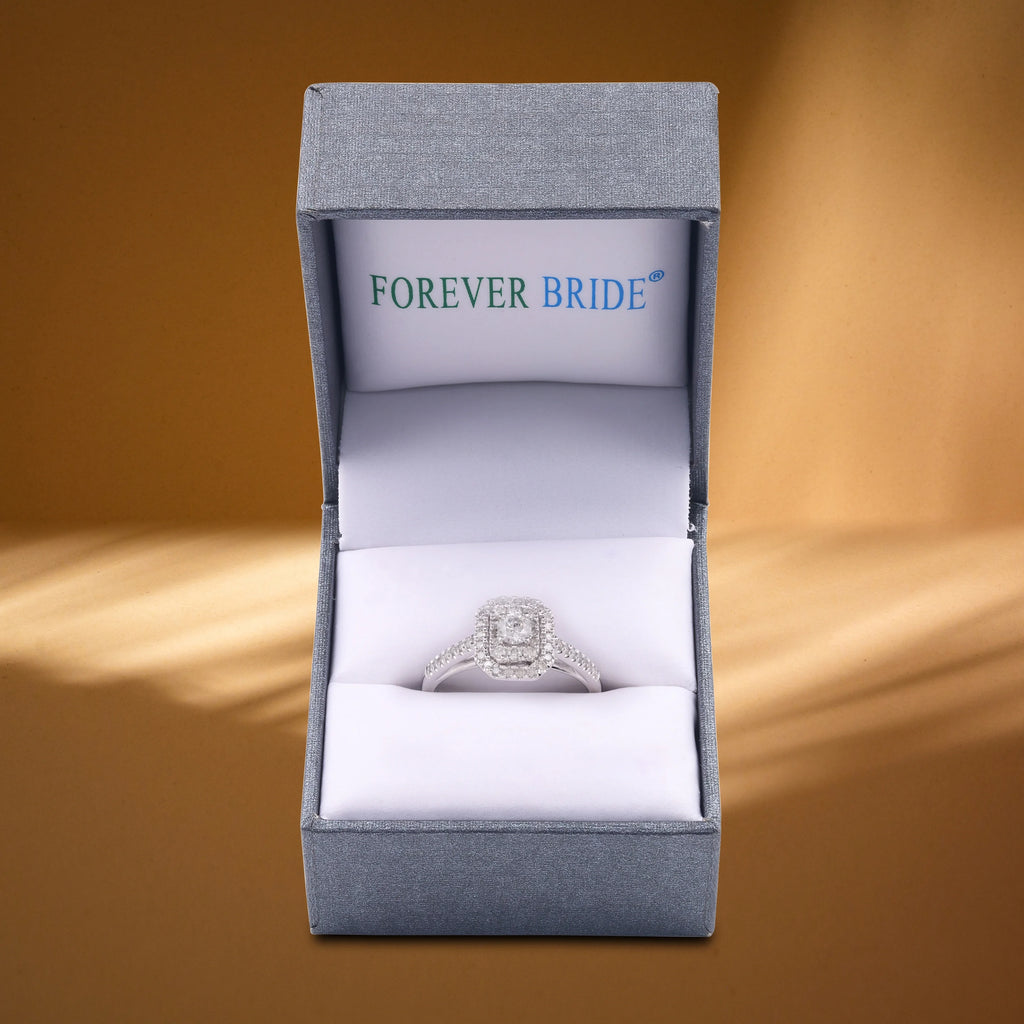 Emerald Halo Diamond 10 Kt White Gold Engagement Ring Y7555