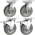 6 Inch Heavy Duty Solid Rubber Swivel Casters with Locking Brakes B491