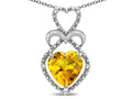 14k White Gold Citrine Heart Pendant Necklace M4452