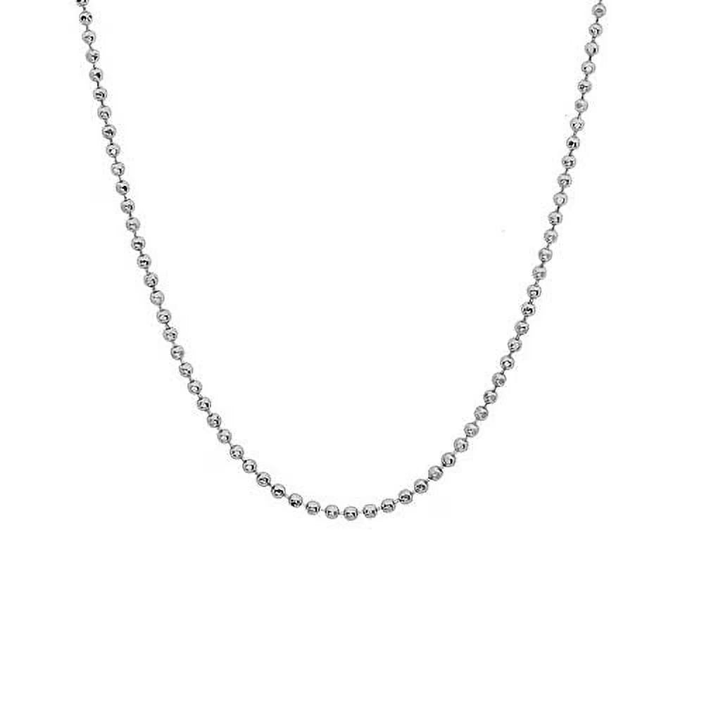 14k Solid White Gold Diamond-Cut Bead Chain Necklace, 20 Inches M738