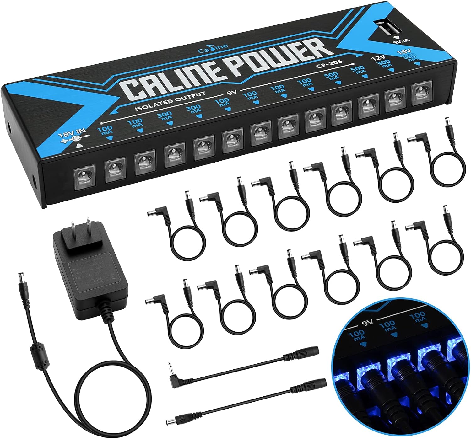 12 Isolated DC Output Guitar Pedal Power Supply with USB Port T393937