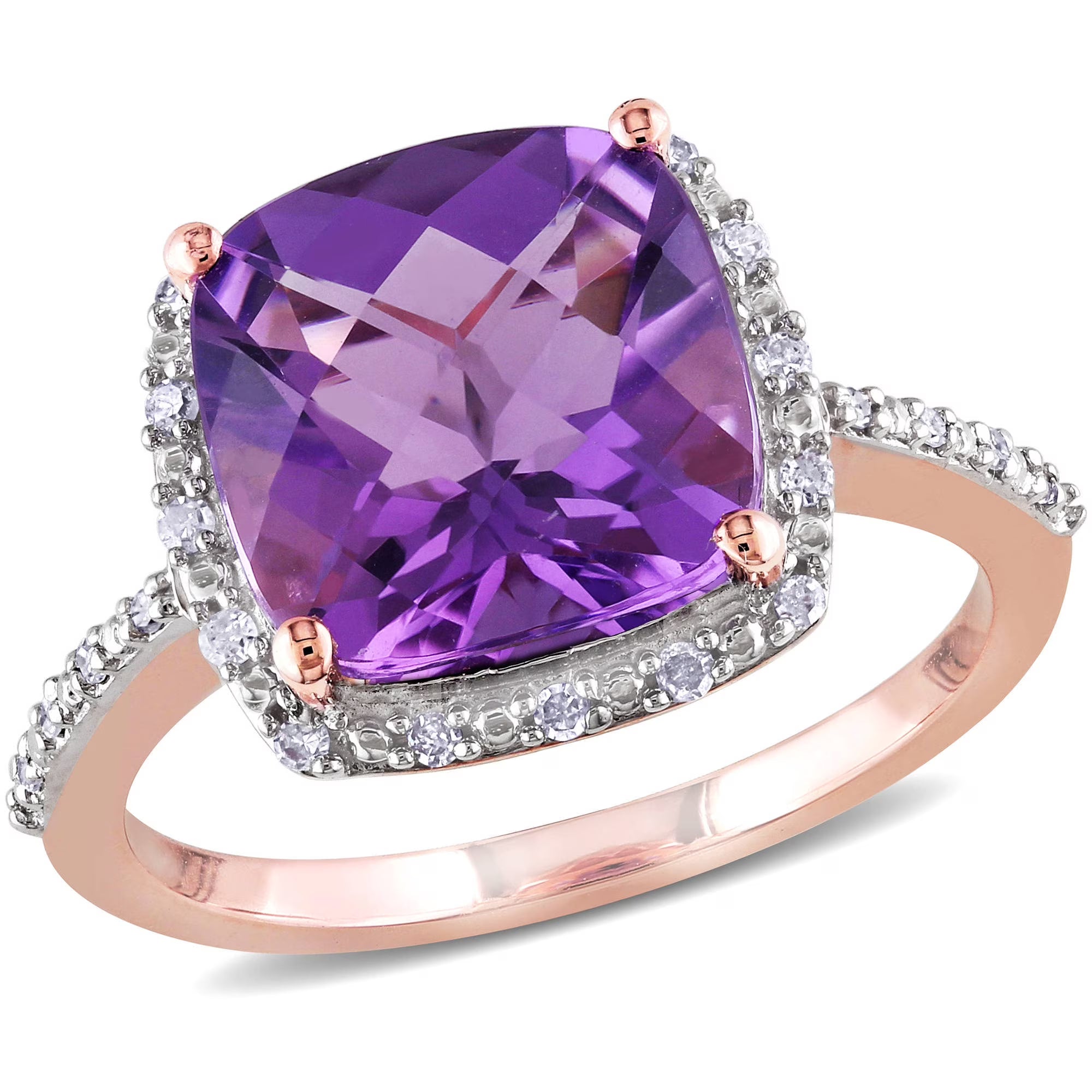 Amethyst Diamond 10kt Rose Gold Halo Ring I6181