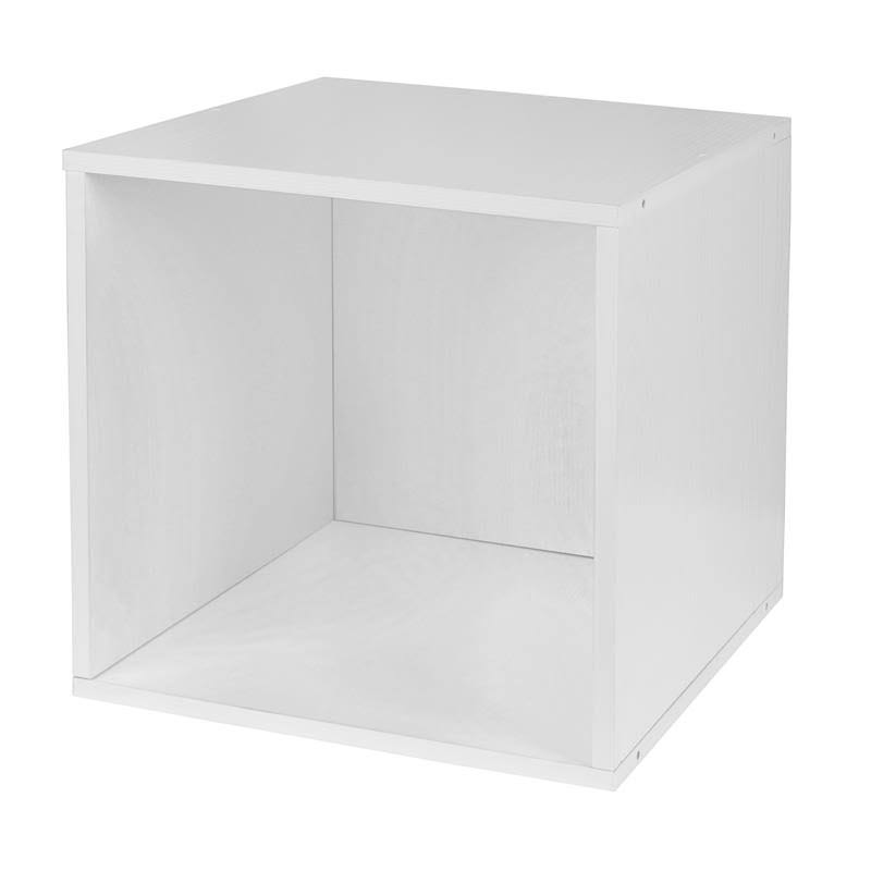 White Wood Grain/Blue 3 Cubes Storage Set with 1 Canvas Bin E30881