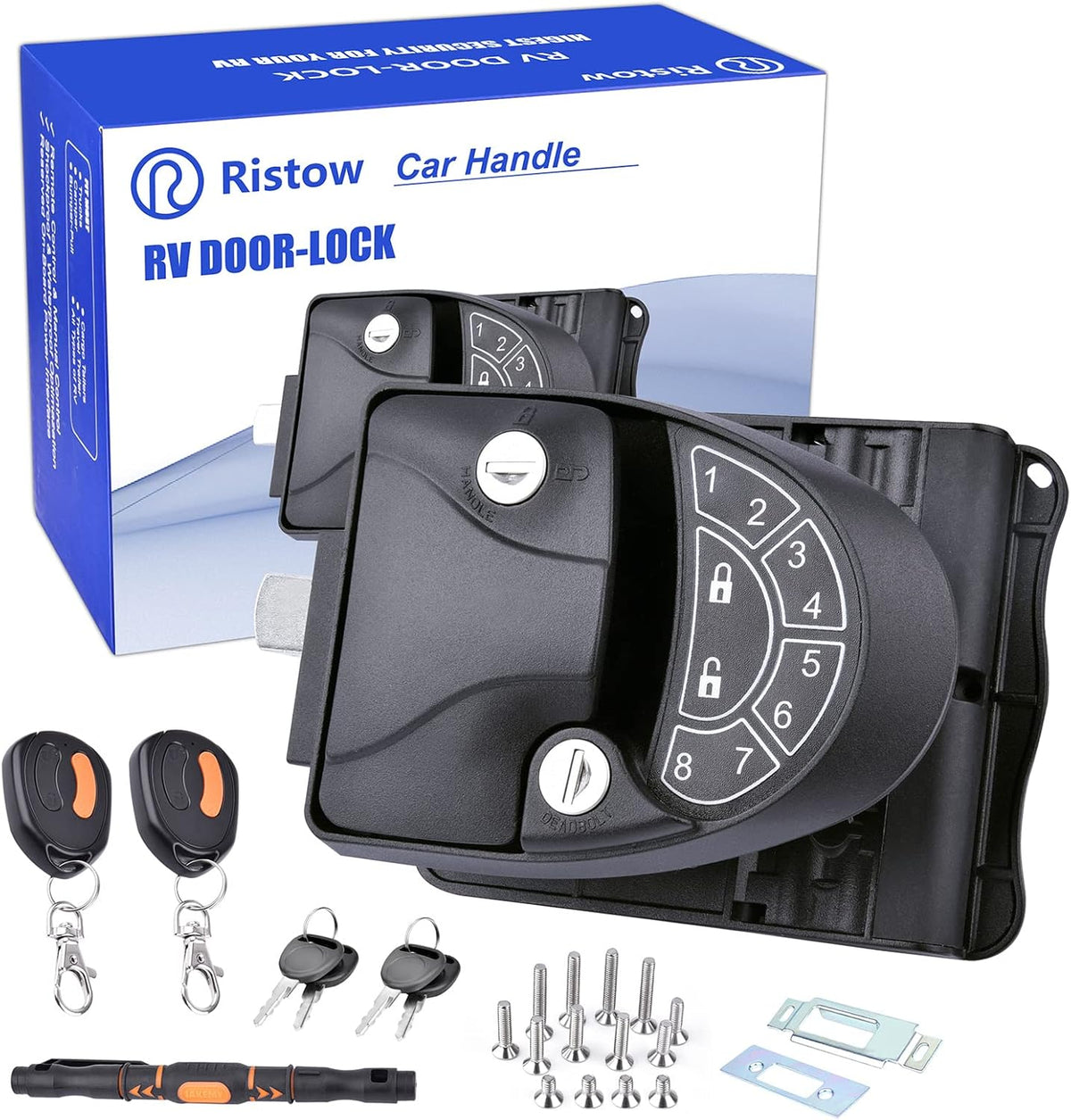 RV Keyless Entry Door Lock with Backlit Keypad and 2 Key Fobs F657