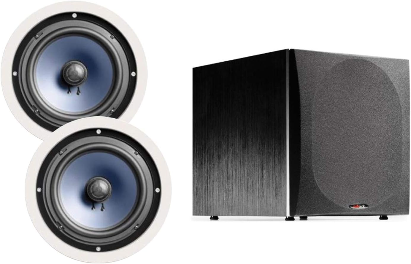 8-inch 2-way In-ceiling Speakers Set of 2 with 12-inch Powered Subwoofer U4060