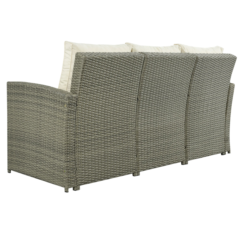 5 Piece Rattan Sectional Seating Group with Cushions and Table W449907
