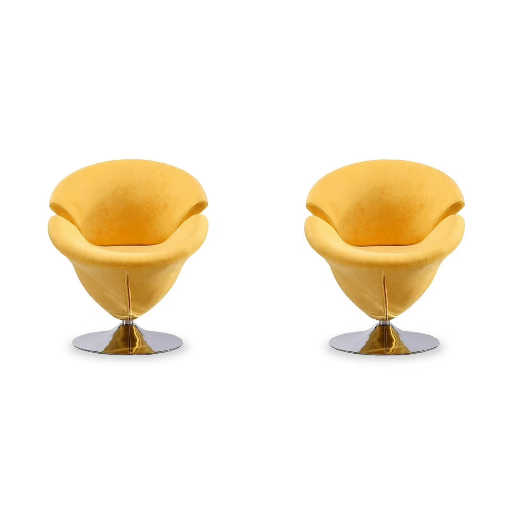 Tulip Yellow Velvet Swivel Accent Chair (Set of 2) J721905