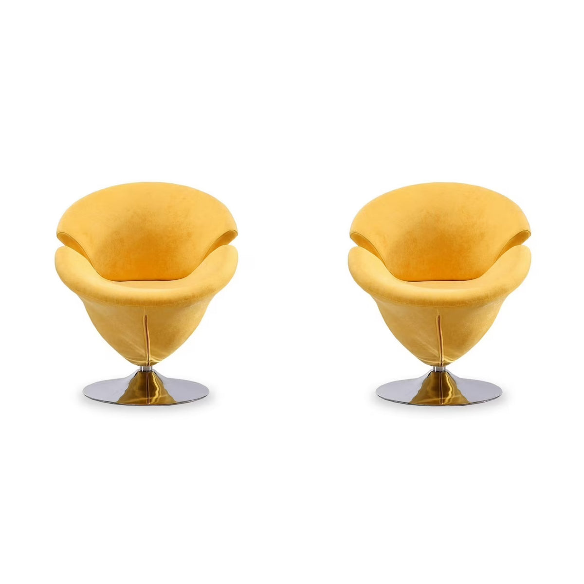 Tulip Yellow Velvet Swivel Accent Chair (Set of 2) J721905
