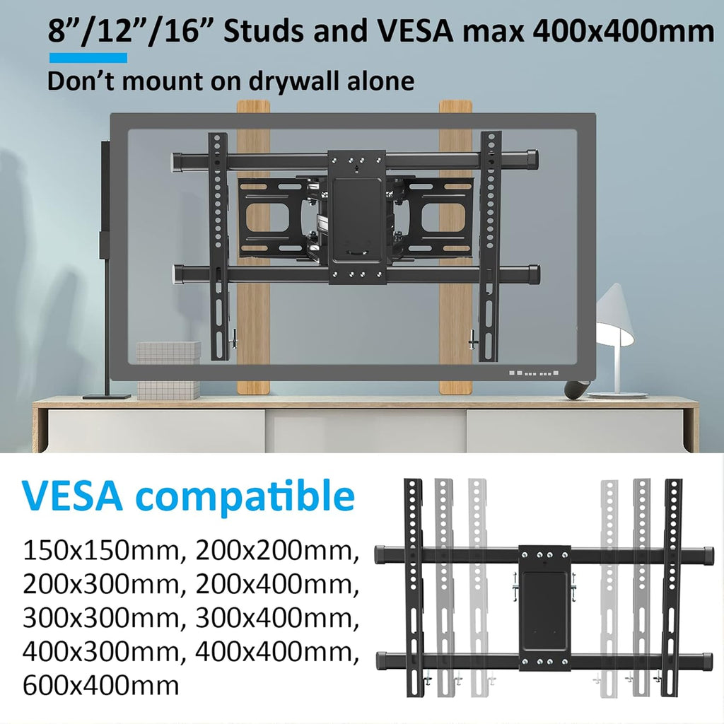 Full Motion TV Wall Mount for 37-75 Inch LED Flat Curved TVs, Max VESA 600x400mm, Holds 121 LBS, Pack of 2 E386
