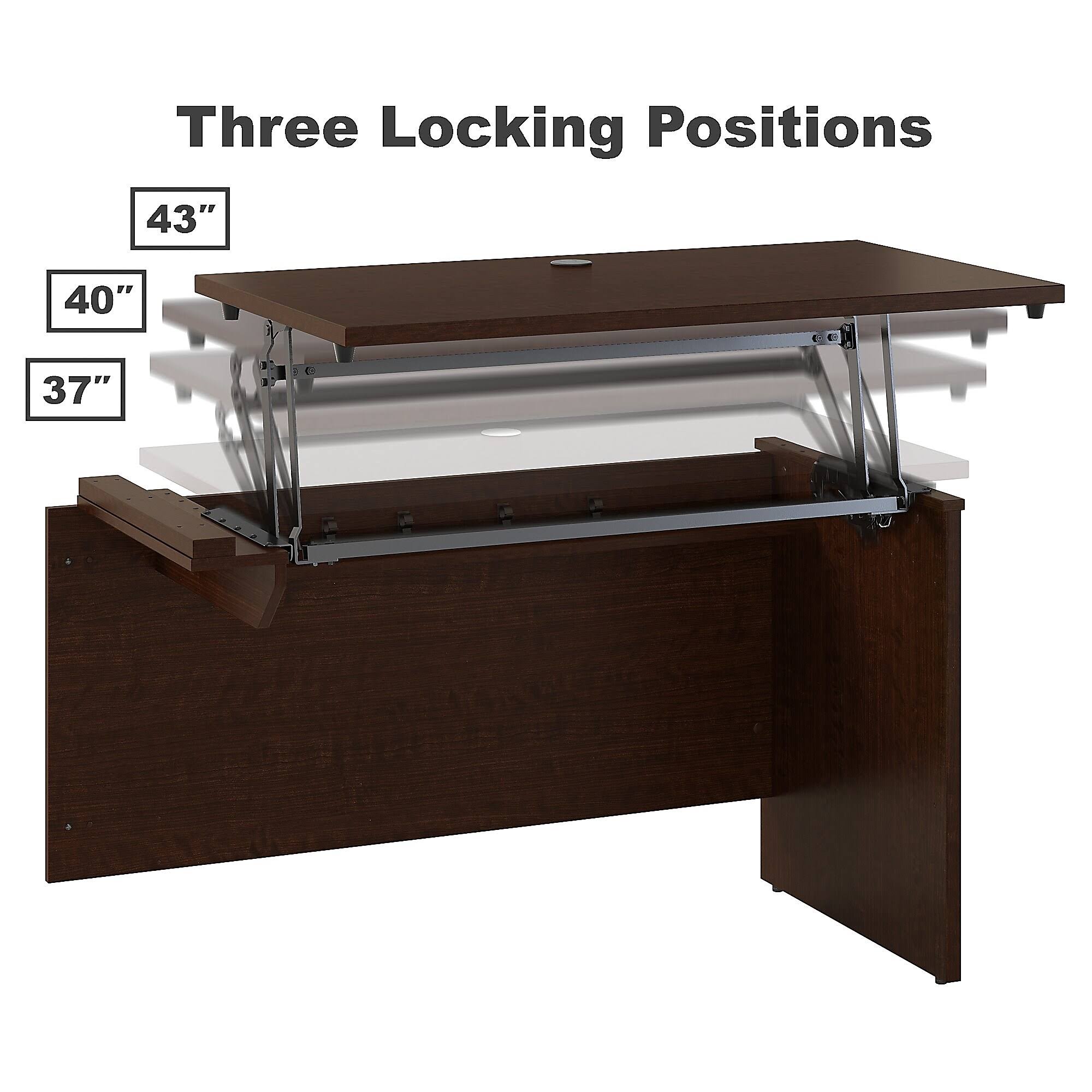 Mocha Left Hand Sit to Stand L Shaped Desk with Mobile File Cabinet D2354