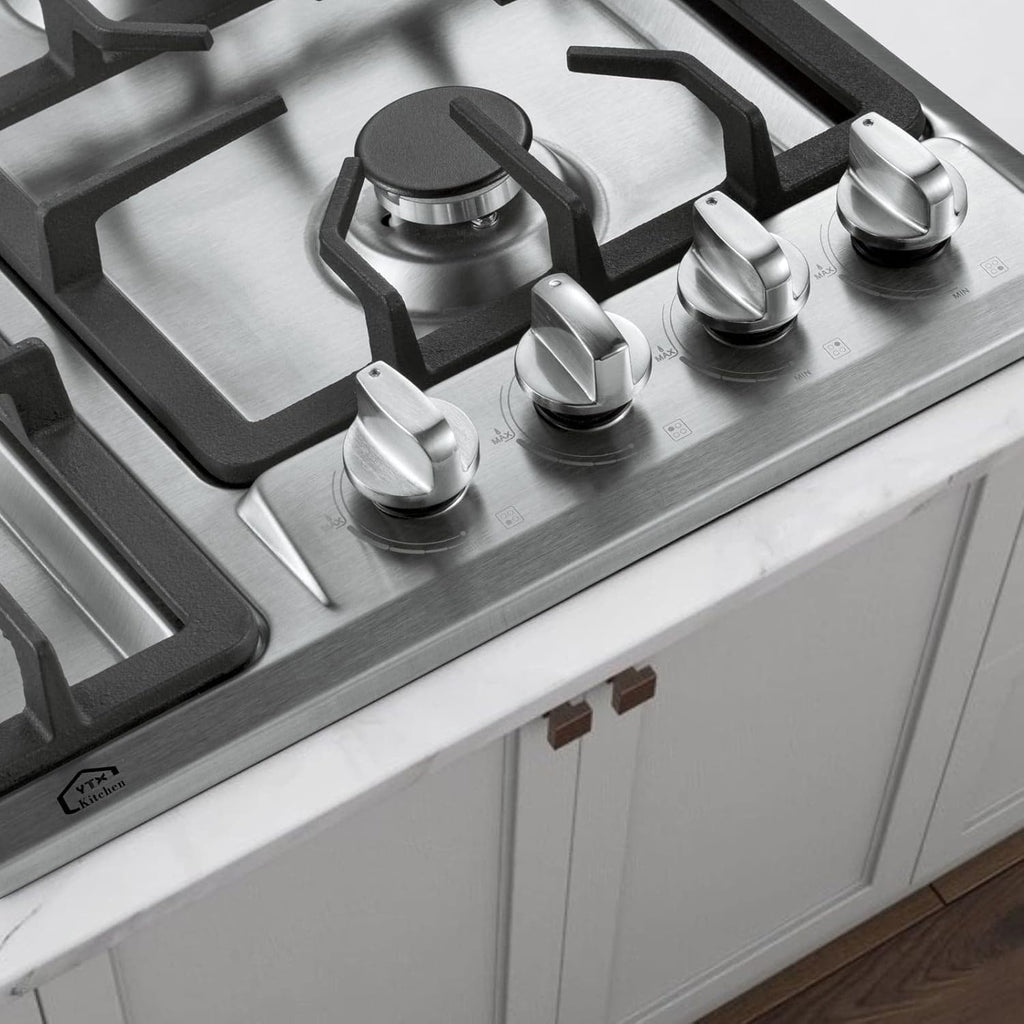 24 Inch Built-In 4 Burners Gas Cooktop, Stainless Steel V715