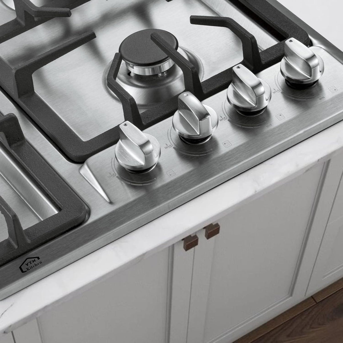 24 Inch Built-In 4 Burners Gas Cooktop, Stainless Steel V715