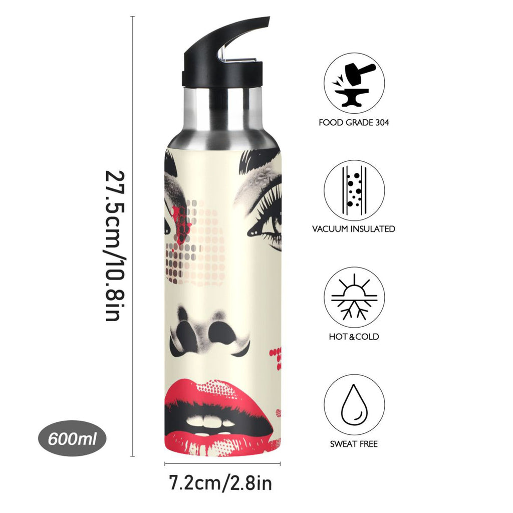20 oz Insulated Stainless Steel Water Bottle with Straw Lid L69660
