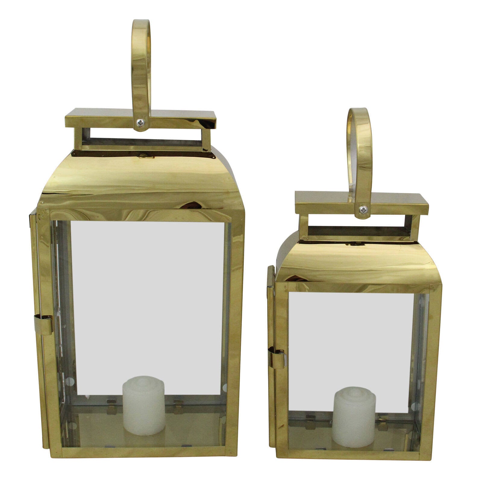 Set of 2 Metal Candle Lanterns B1734