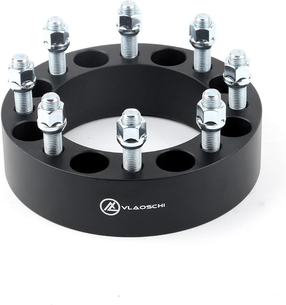 Black Forged 8x6.5 to 8x170 Wheel Adapters 2 Inch with 9/16" Studs Pack of 2 M180