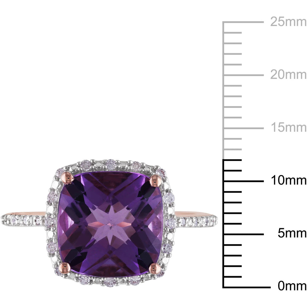 Amethyst Diamond 10kt Rose Gold Halo Ring I6181