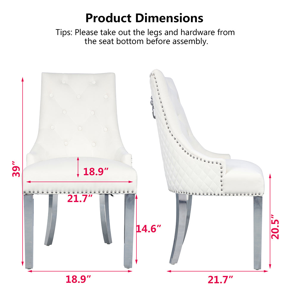 Velvet Upholstered Dining Chairs Set of 2 with Stainless Steel Legs F82414