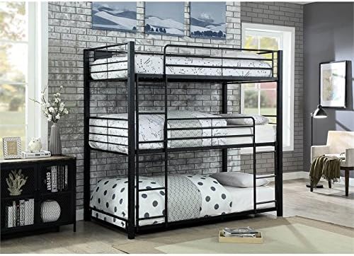 Metal Twin Triple Bunk Bed in Sand Black C71255