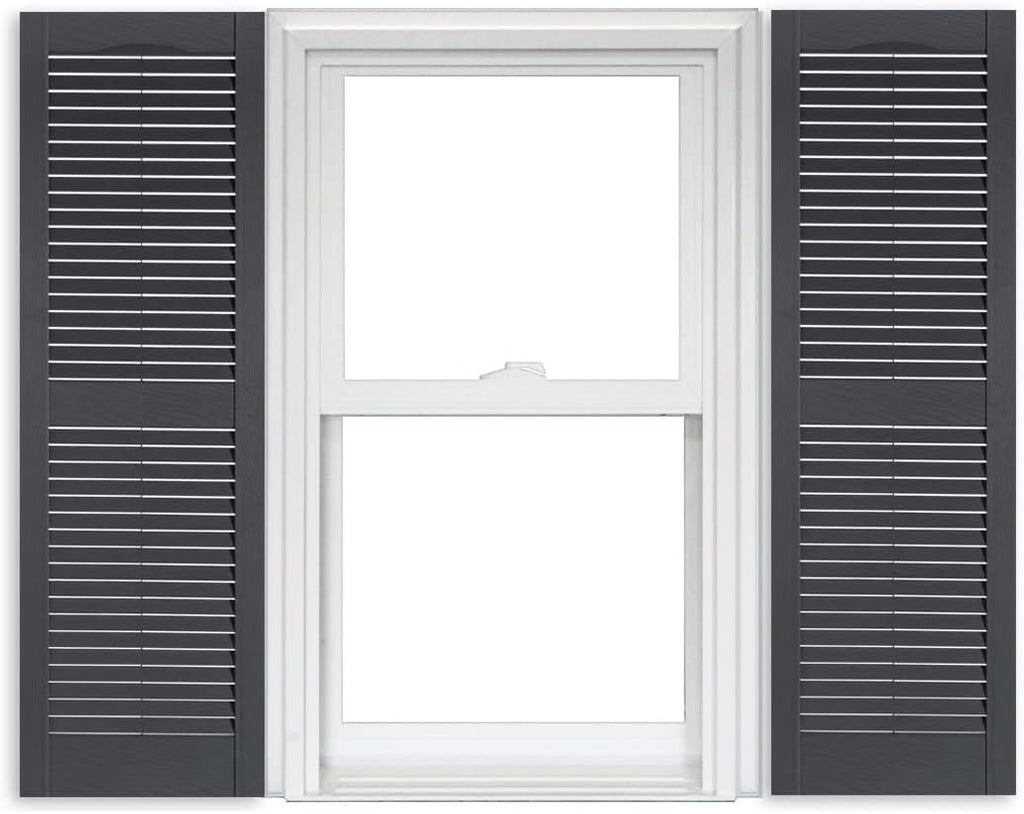 White Vinyl Louver Shutters 1 Pair 15 Inch x 63 Inch O54769