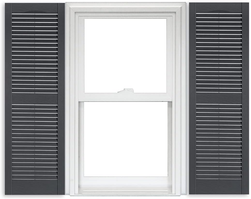 White Vinyl Louver Shutters 1 Pair 15 Inch x 63 Inch O54769