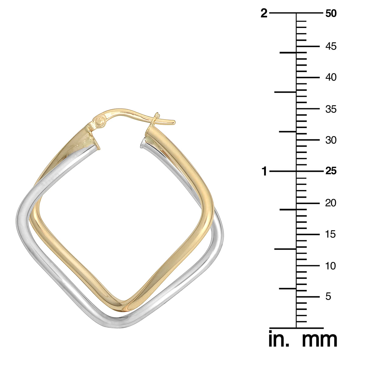 Two-Tone Gold Double Diamond-Shaped Hoop Earrings W27403