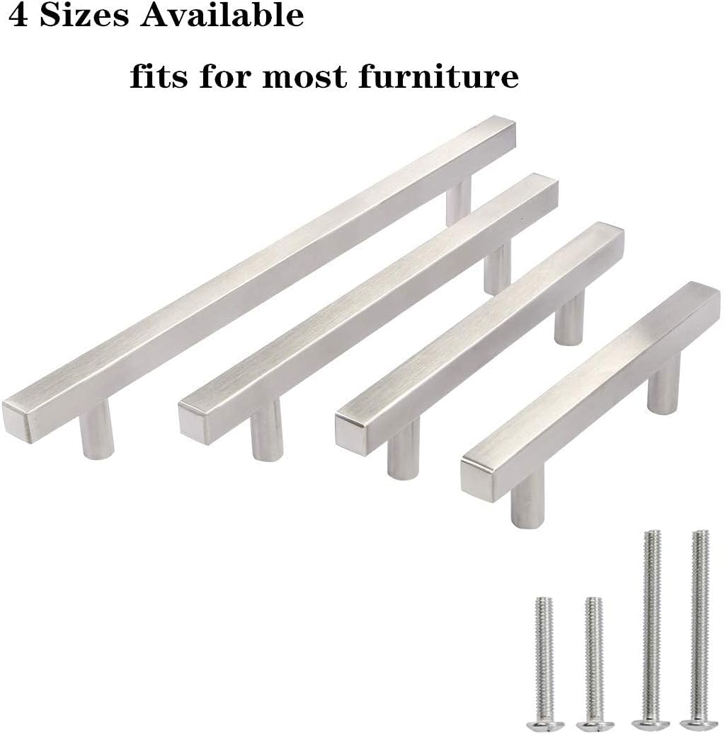 30 Pack Stainless Steel Square Drawer Pulls Brushed Nickel 5 Inch Hole Centers M8476