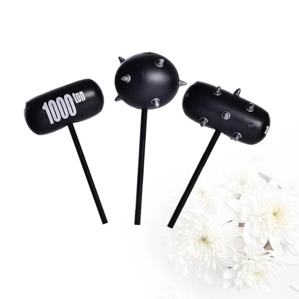 3PCS PVC Inflatable Hammers Meteor Hammer Barbed Ball Hammer Toy D33505