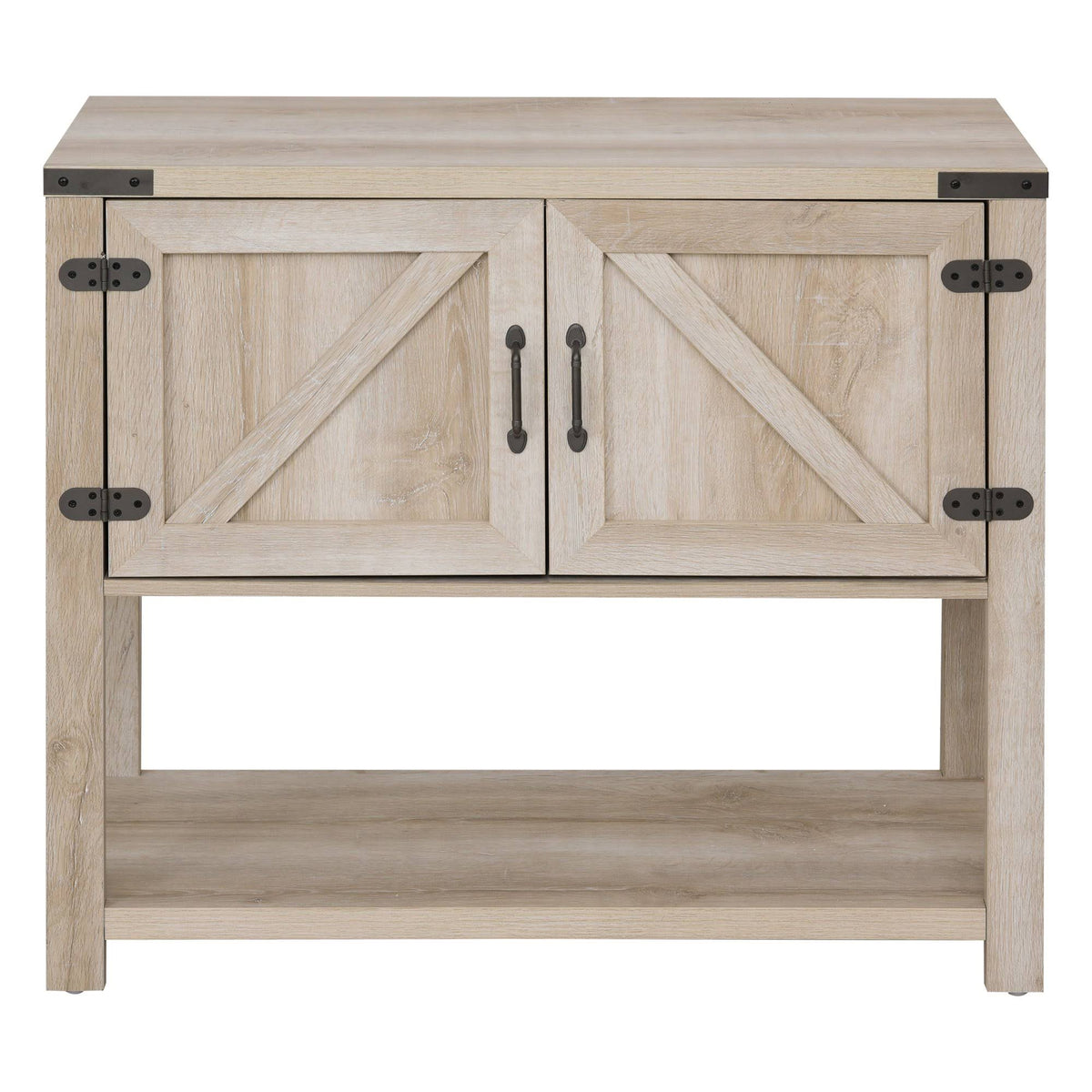 Oak 2-Door Storage Cabinet with Bottom Shelf Y532