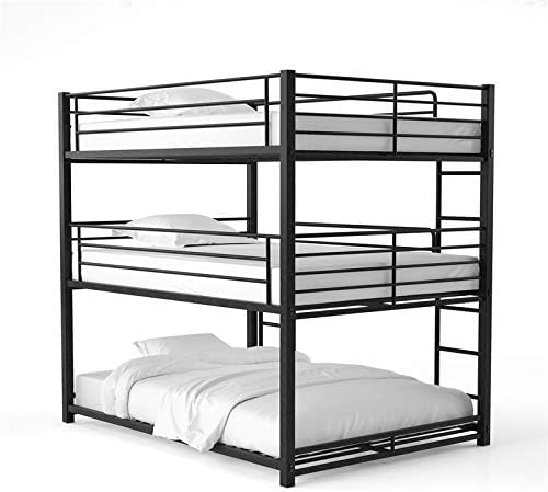 Metal Twin Triple Bunk Bed in Sand Black C71255