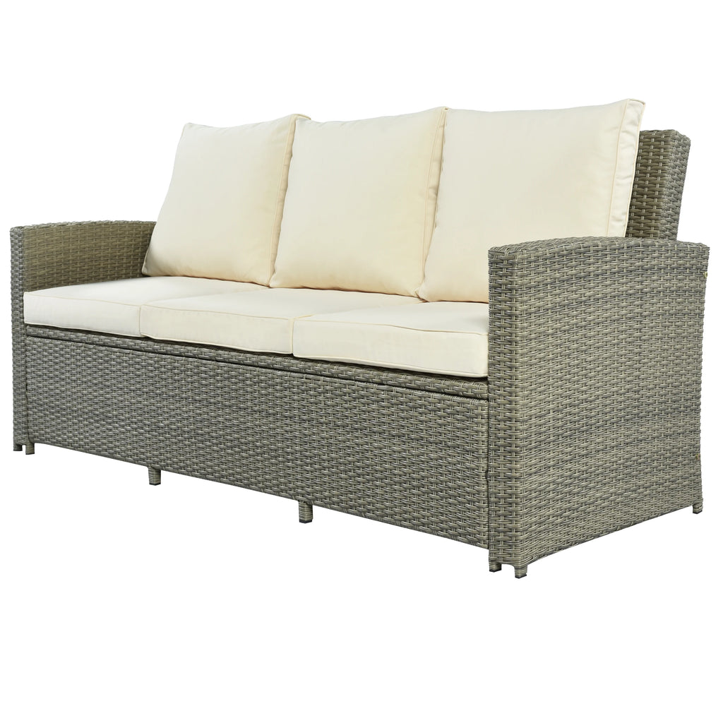5 Piece Rattan Sectional Seating Group with Cushions and Table W449907