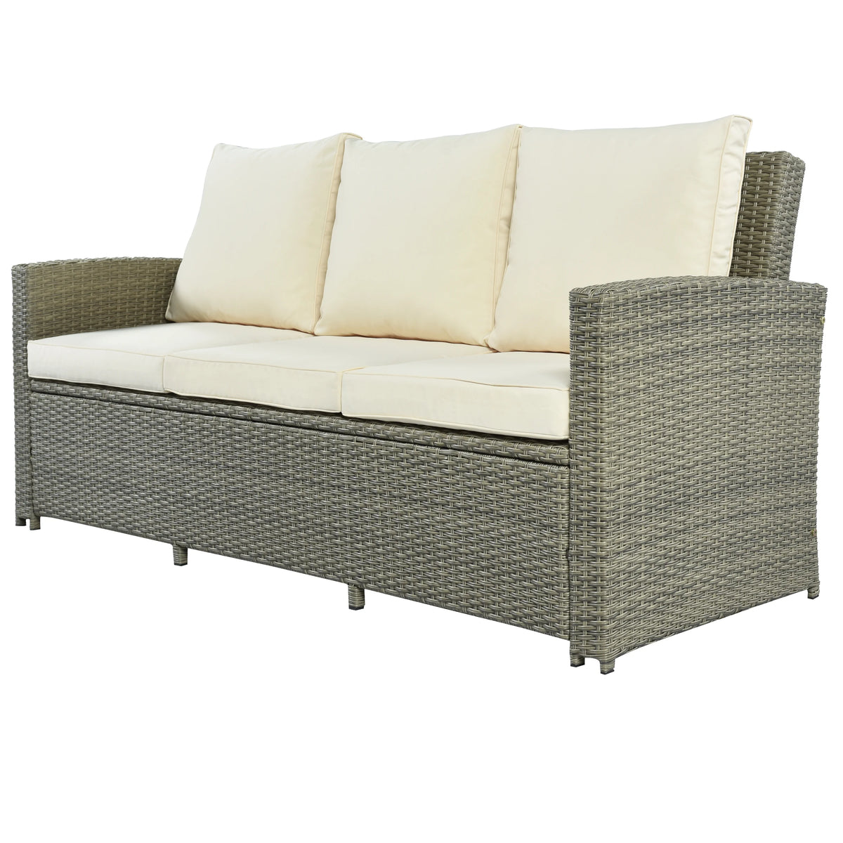 5 Piece Rattan Sectional Seating Group with Cushions and Table W449907