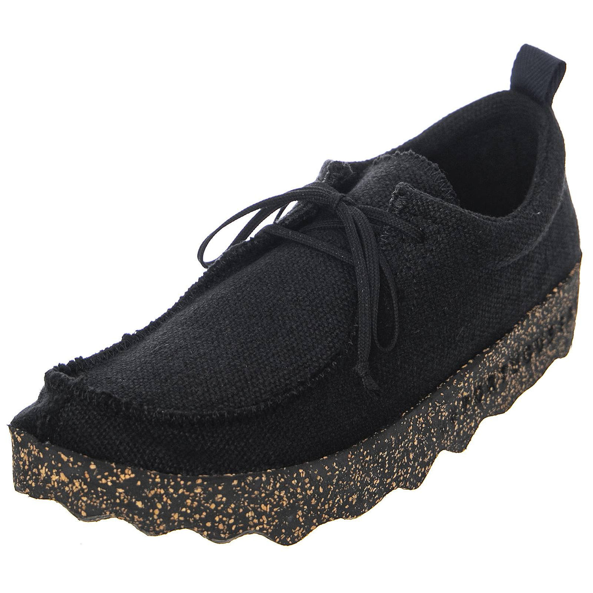 Black Recycled Linen Lace-Up Trainers B10613