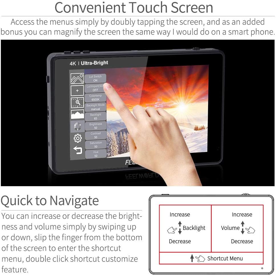 7 Inch 2200nit Touch Screen Camera Field Monitor with 4K HDMI Input X242395