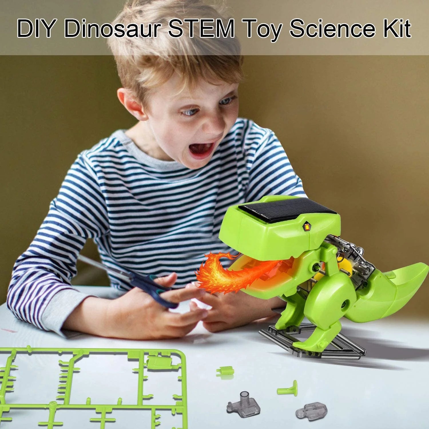 STEM Robots Building Educational Toys Science Kit 3 in 1 Solar Dinosaur Desk Robot with Manual Instructions and Piler X55915