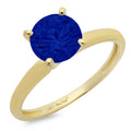 1ct Round Cut Simulated Blue Sapphire 18k Yellow Gold Engagement Ring Size 9.5 H746