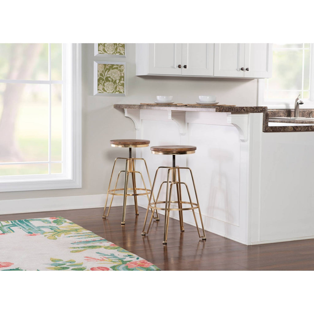 Adjustable Wood and Metal Stool K74842