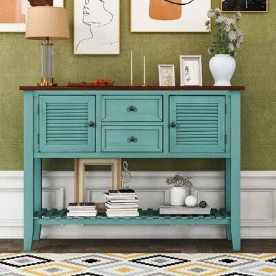 Retro Blue Brown Console Table Sideboard P6430