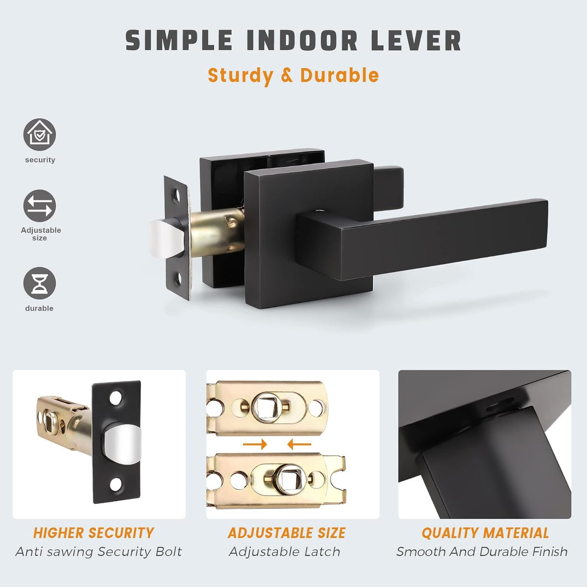 Matte Black Interior Door Leversets, 5 Pack Q842063
